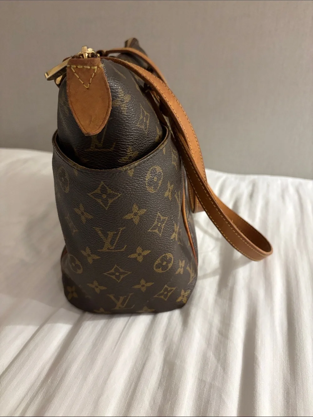 Authentic Louis Vuitton Monogram TotallyPM Canvas Shoulder Tote in Brown and Tan